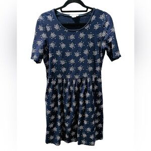 Boden Anthropologie Navy Blue Short Sleeve Polka Dot Fit & Flare Dress Size 8